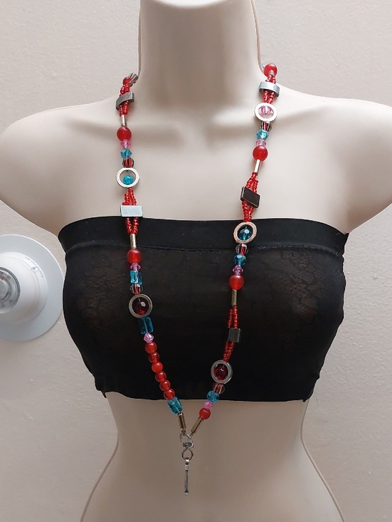 Artisan Accessories - Artisan Mixed Media Beaded ID Card Badge Holder Lanyard Necklace